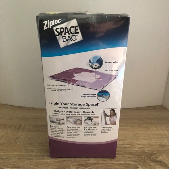 Ziploc Space Bag 3 Bag Combo 1 Jumbo & 2 XL Lavender Storage Zipper Airtight New - Picture 2 of 6